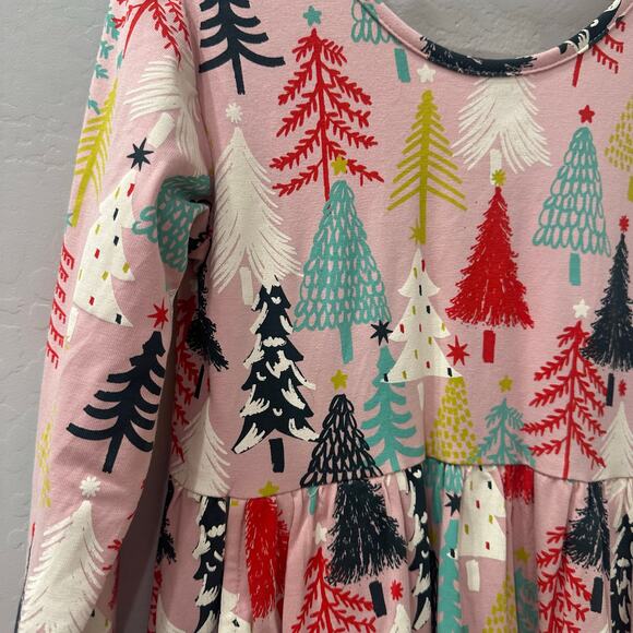 Hanna Andersson Christmas Pink Twinkly Trees Long Sleeve Skater Dress - Picture 3 of 8